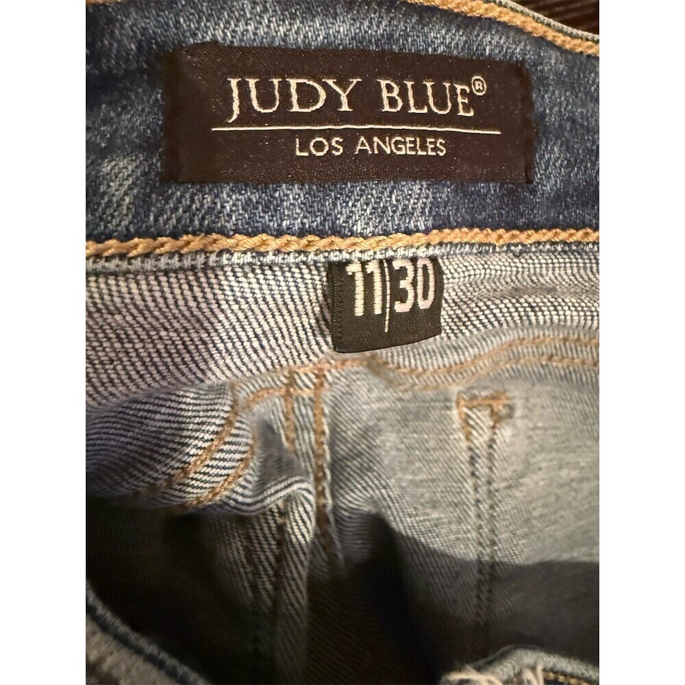 Judy Blue Jeans Womens Size M Blue High Rise Distressed Straight Crop - Picture 11 of 16